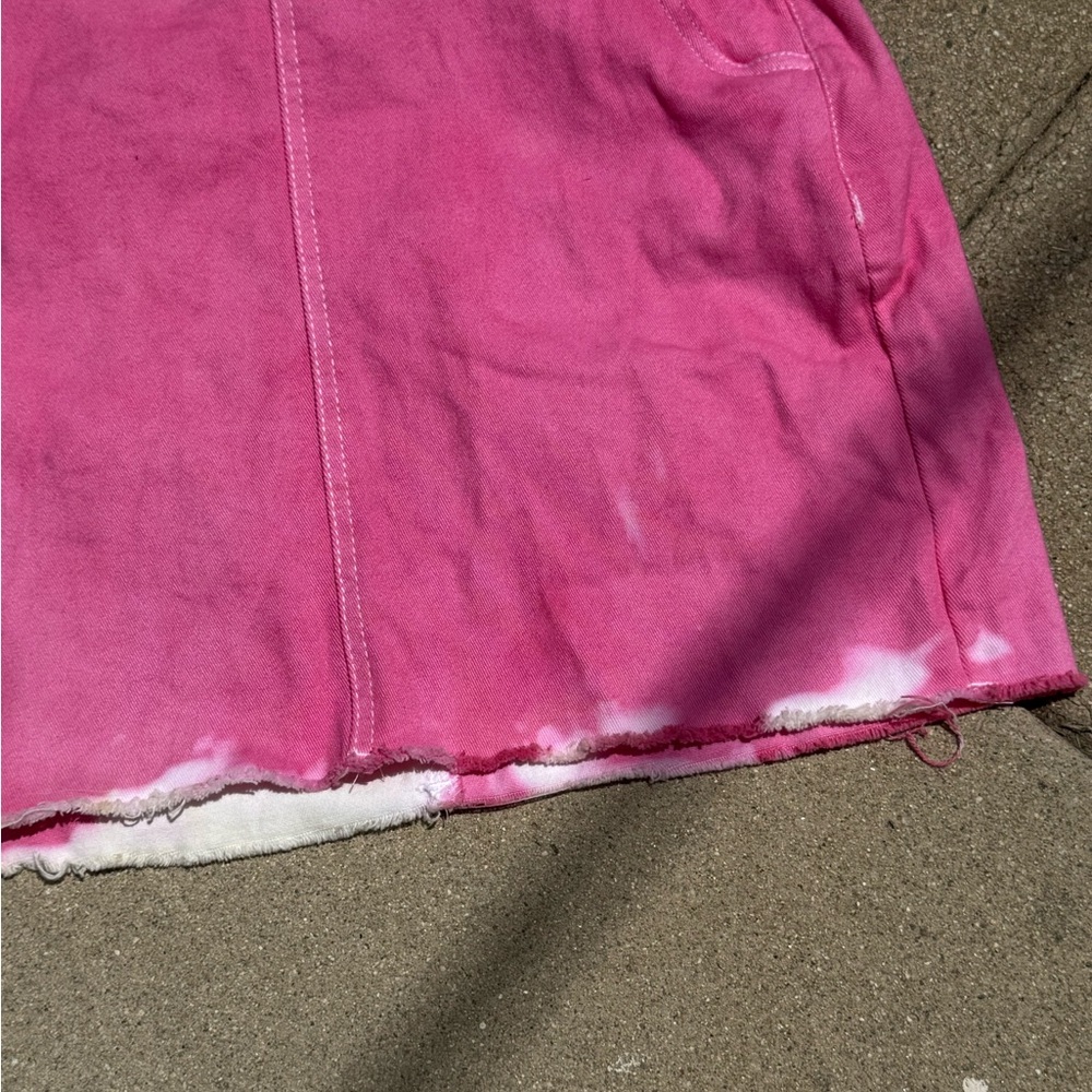 💖 Dyed + Bleached Denim Overalls Skirt – Size M - Picture 5 of 8